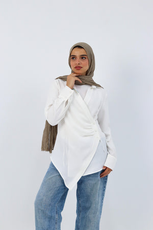 White deer print shirt by THT GIRL featuring a casual fit and button-up design.