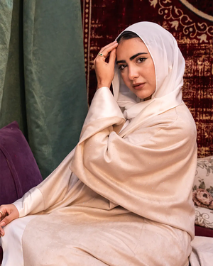 Beige Samaa Kaftan by THT GIRL featuring flowing fabric and elegant design, perfect for stylish fashion wear.