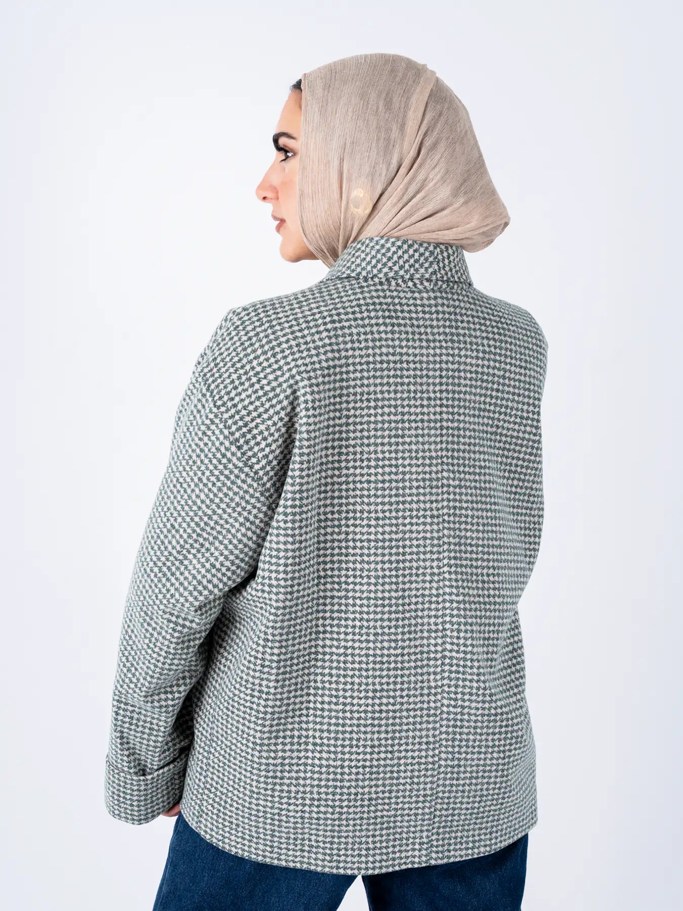 Green TOKYO oversized jacket by THT GIRL, stylish fashion outerwear with a relaxed fit and modern design.
