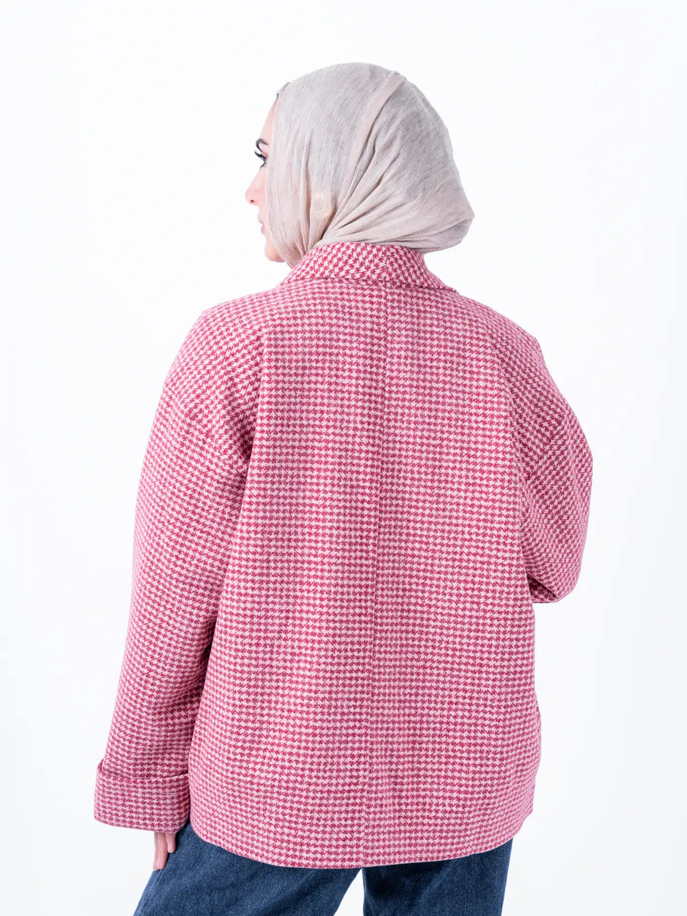 Pink TOKYO Oversized Jacket by THT GIRL, stylish fashion outerwear displayed on a model in the image.