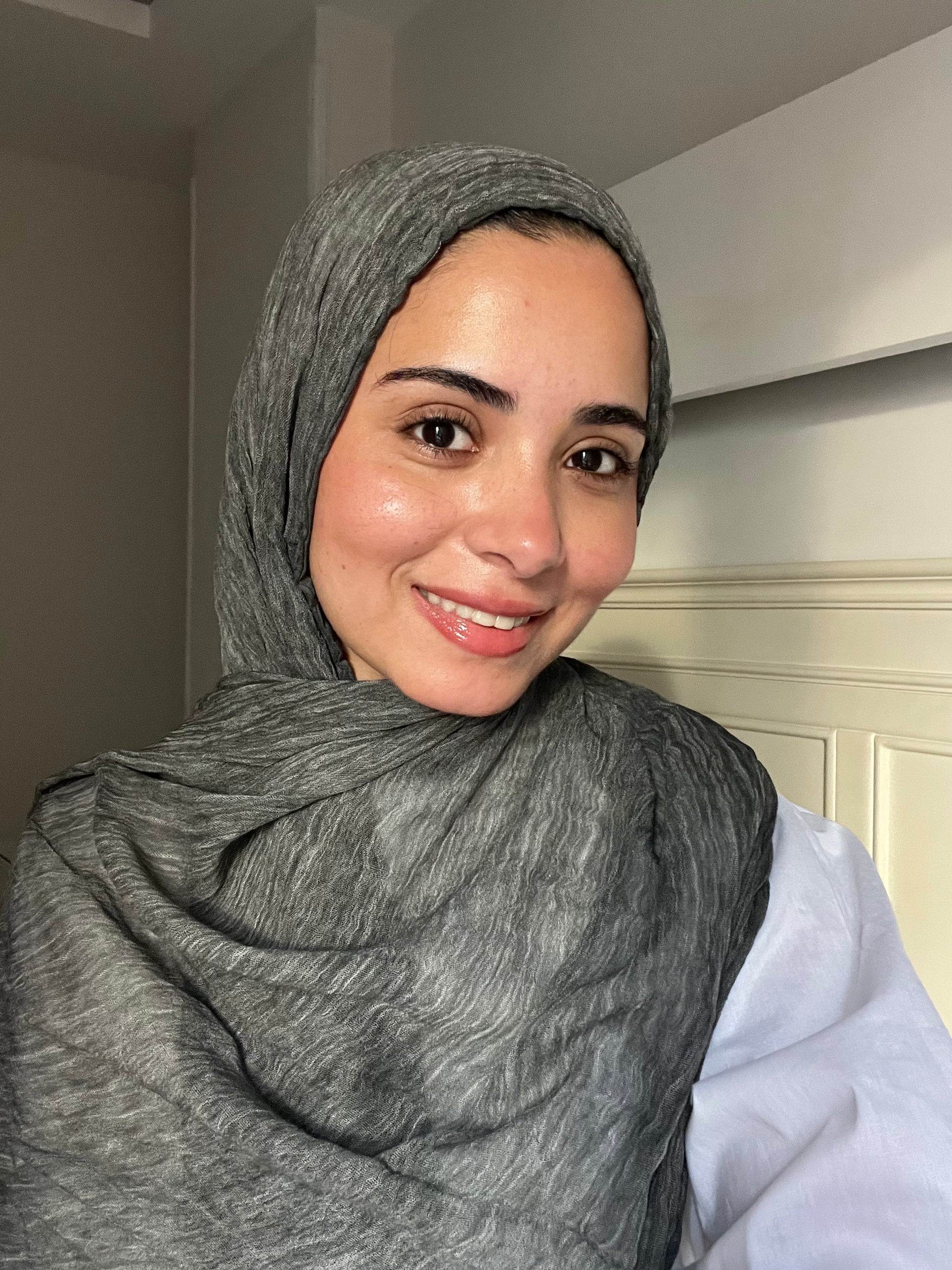 Royal gray Ready To Go hijab by THT GIRL displayed flat, showing its soft fabric and easy-to-wear design.
