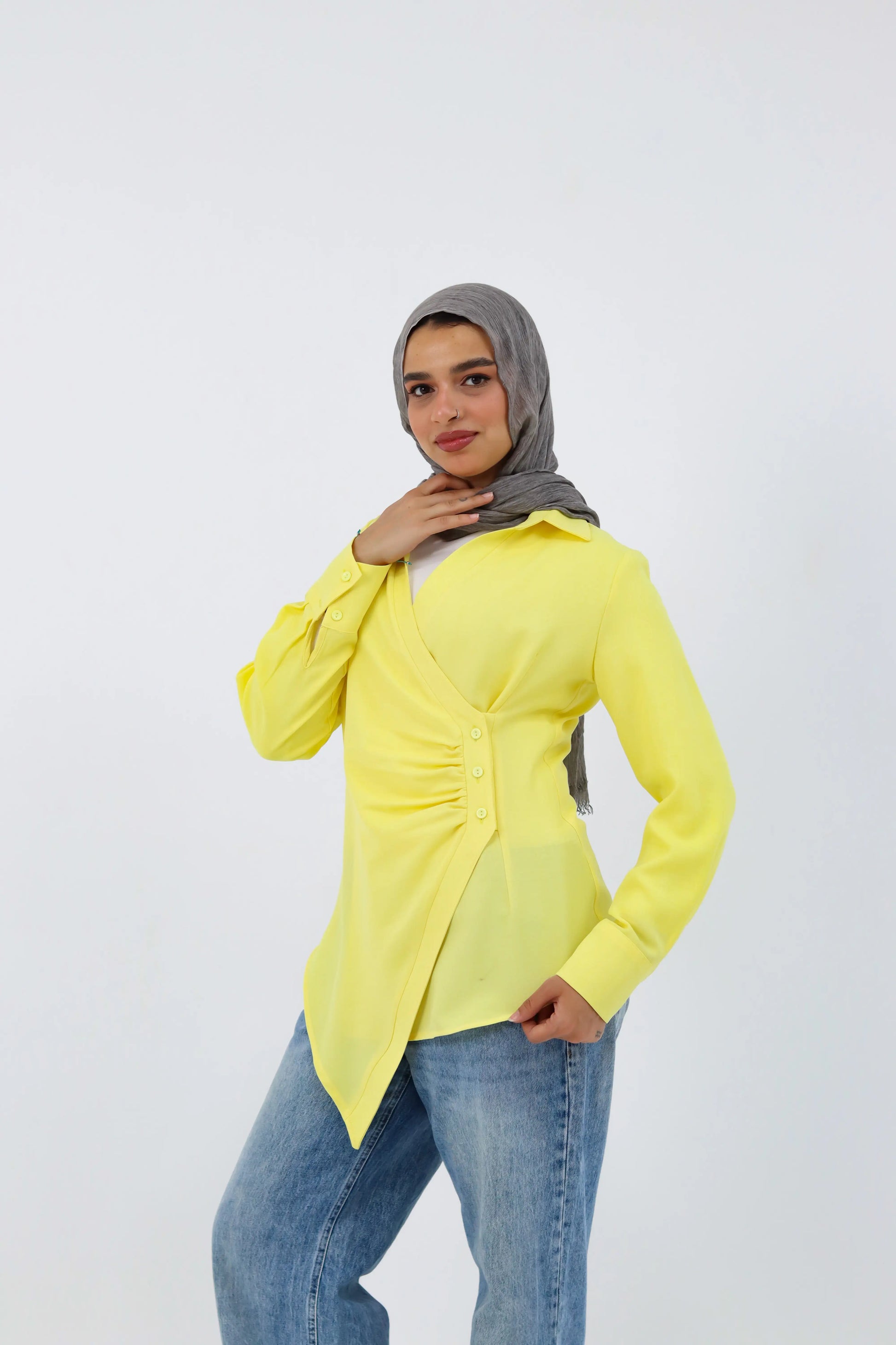 Yellow THT GIRL deer-themed shirt featuring a playful deer graphic on soft fabric.