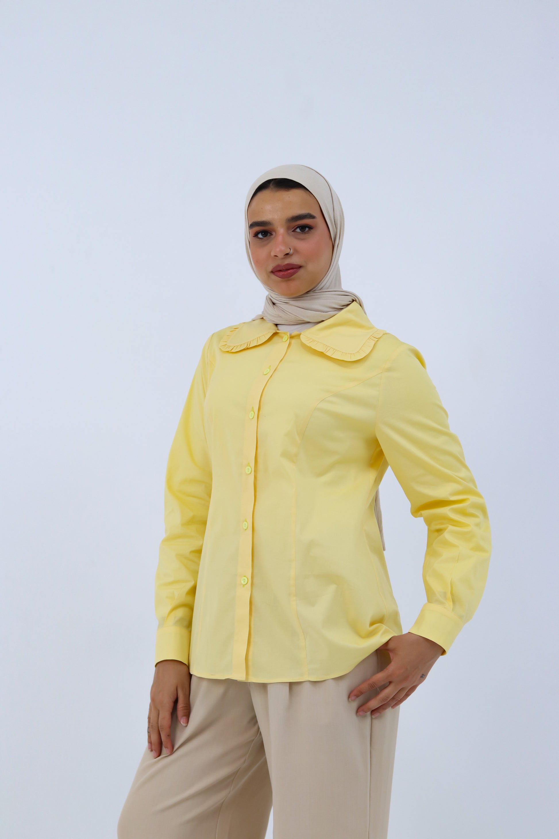 Yellow Paris Blouse by THT GIRL, lightweight summer blouse with a relaxed fit and stylish design, shown on a model.