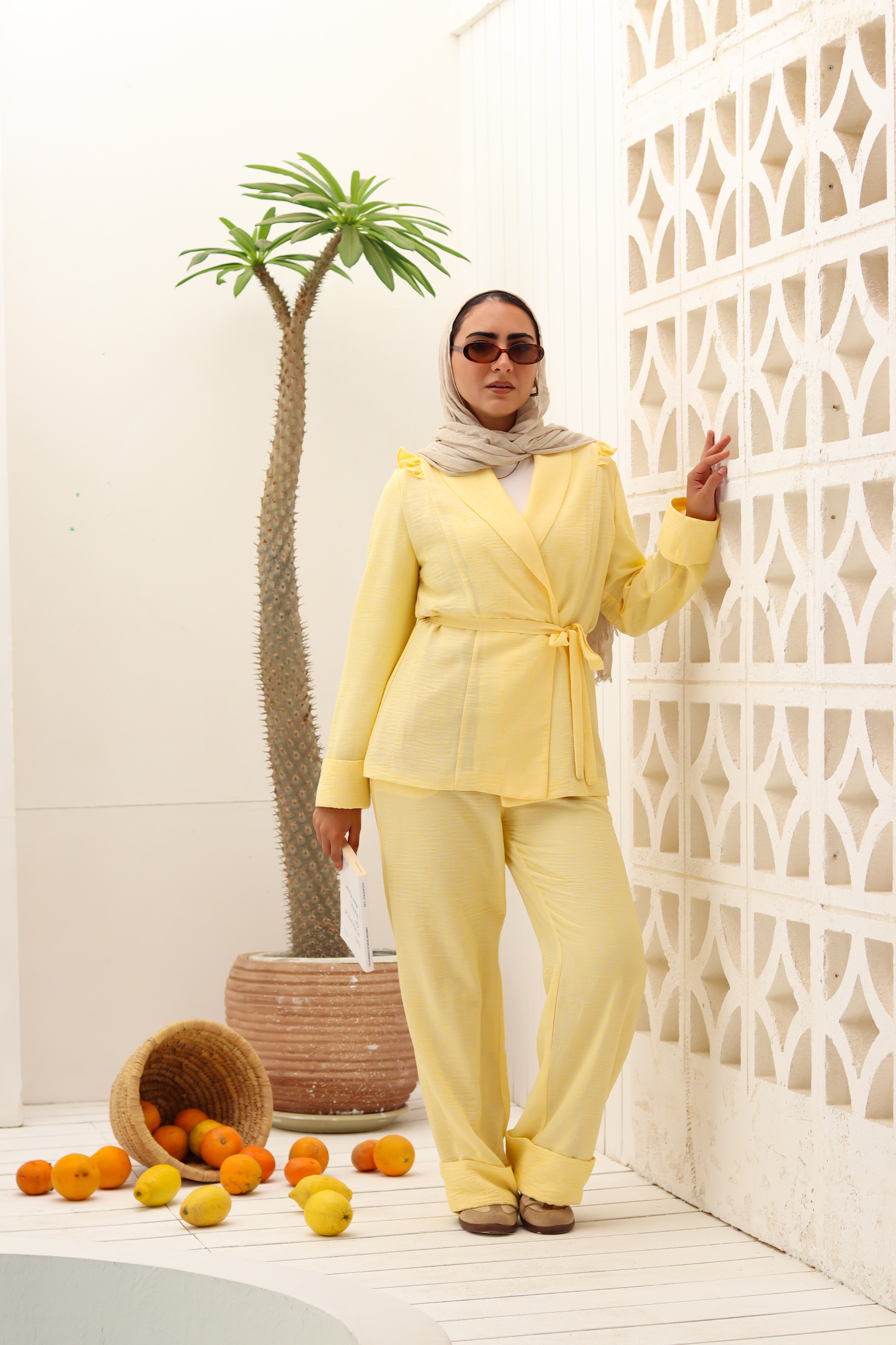 Yellow Roe Suit by THT Girl, stylish fashion jumpsuit with a modern design, shown on a model in a natural pose.