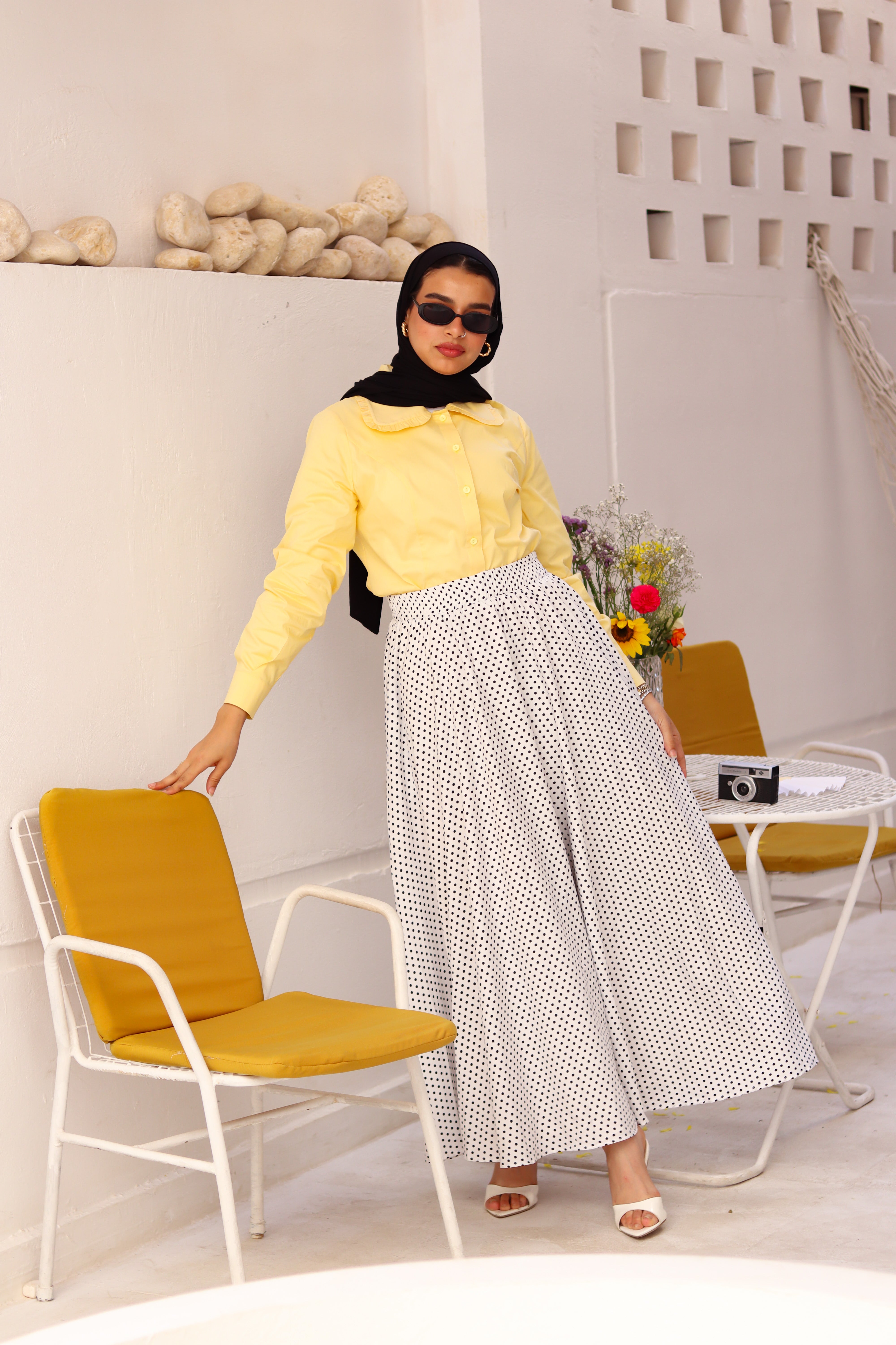 White Riviera skirt paired with a THT Girl blouse, shown in IMG_5835.jpg, featuring stylish, contemporary fashion details.